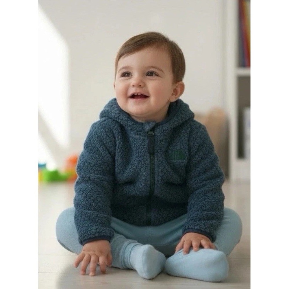 The North Face Jacket Toddler‎ 2T Gray Sherpa Fleece Hoodie  Full Zip Cozy Warm